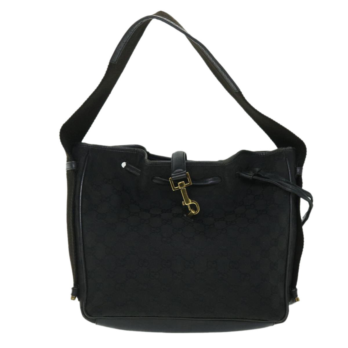 GUCCI GG Canvas Shoulder Bag Black Auth 52759