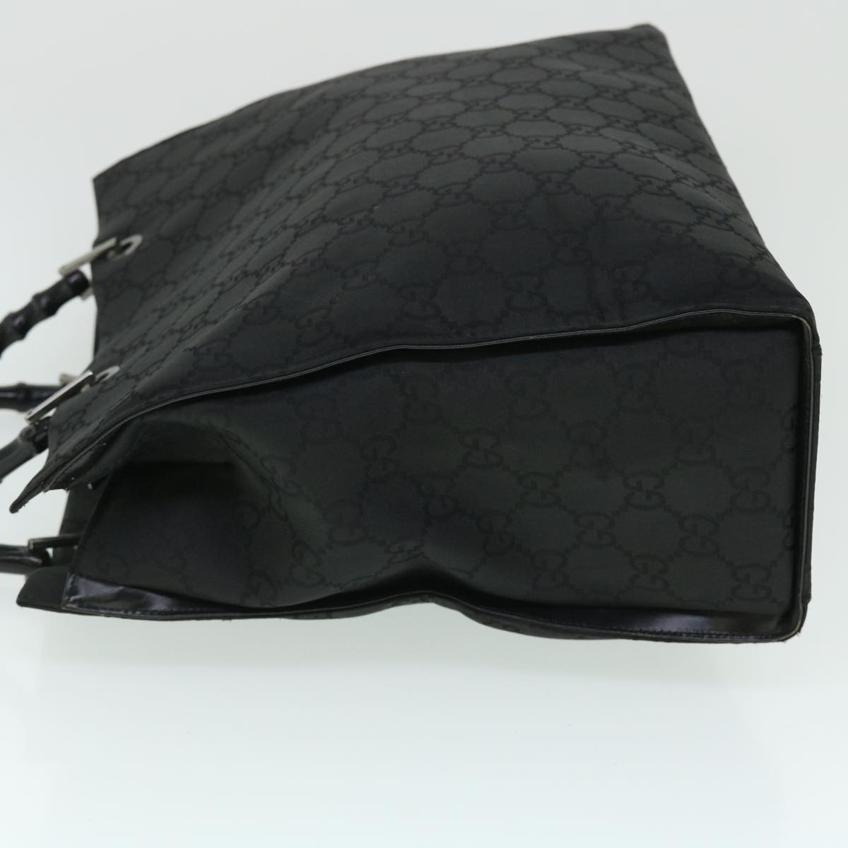 GUCCI GG Canvas Bamboo Hand Bag Nylon Black Auth 52760