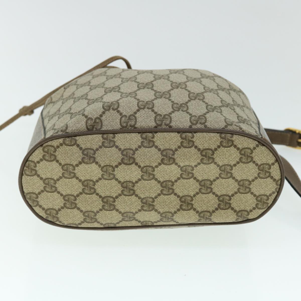 GUCCI GG Canvas Web Sherry Line Shoulder Bag PVC Leather Beige Green Auth 52761