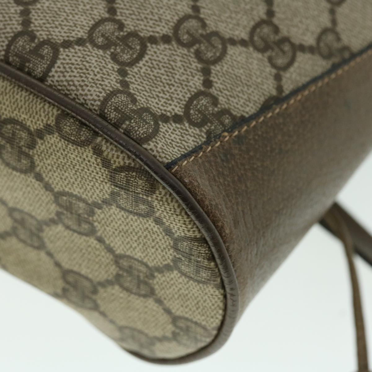 GUCCI GG Canvas Web Sherry Line Shoulder Bag PVC Leather Beige Green Auth 52761