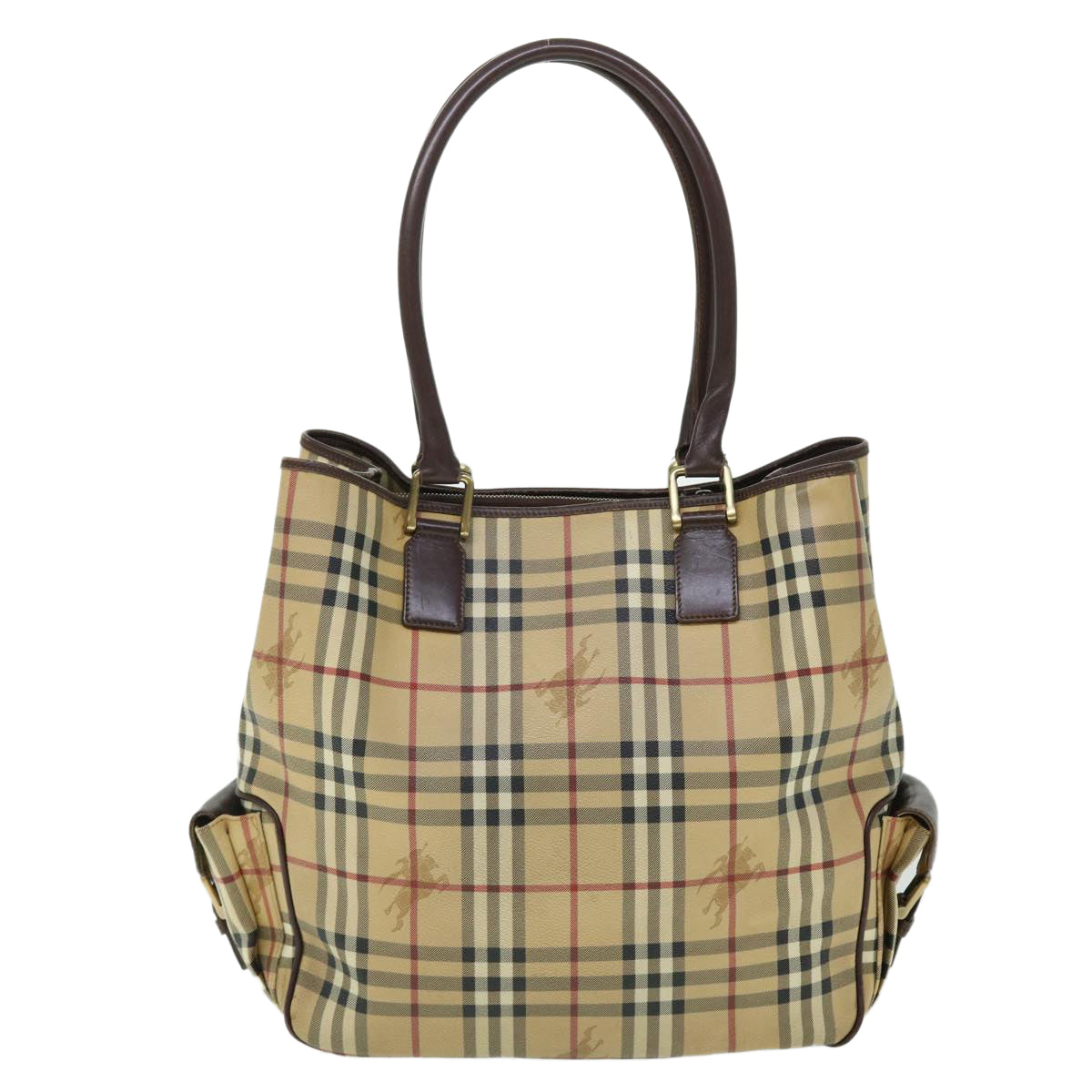 BURBERRY Nova Check Tote Bag PVC Leather Beige Brown Auth 52765 - 0