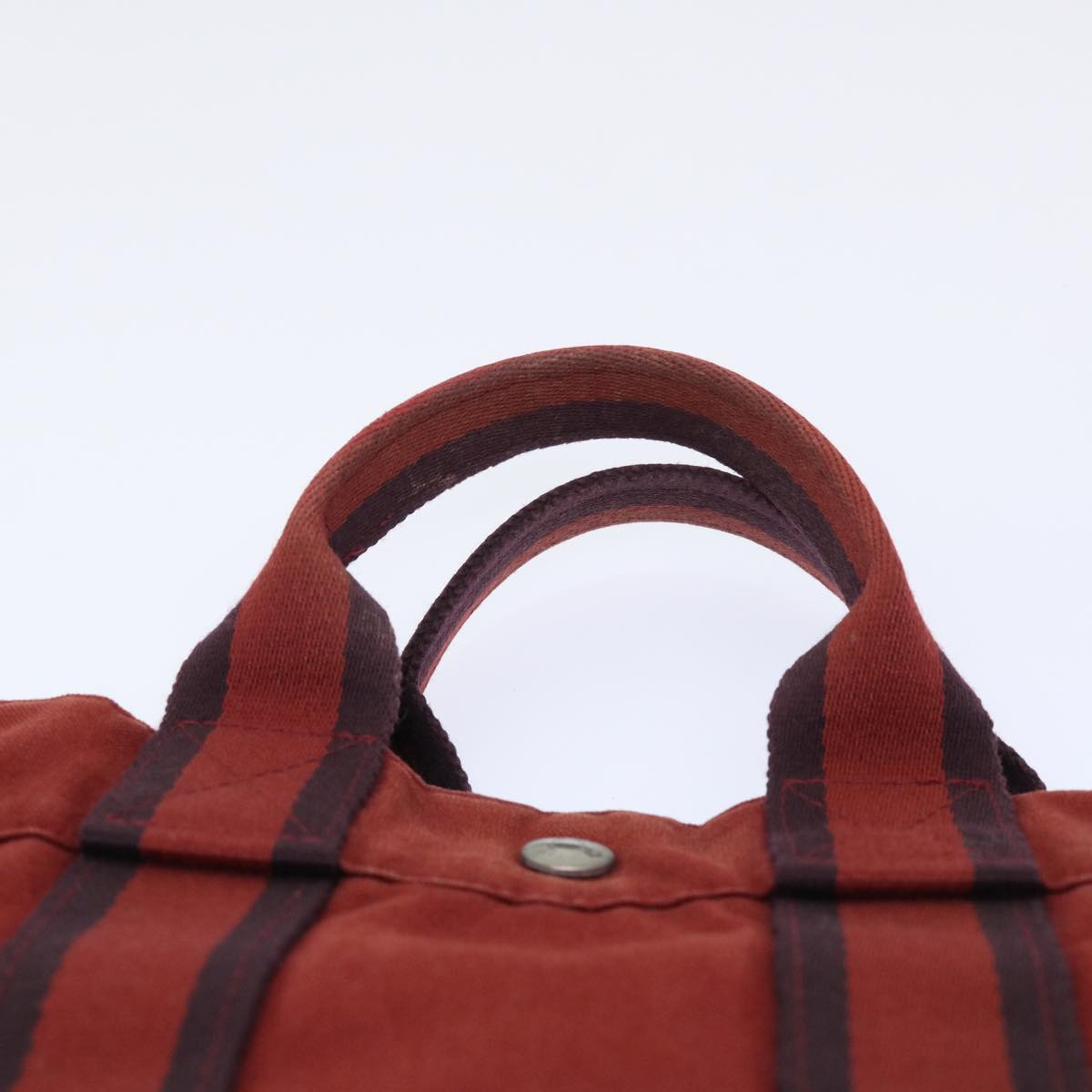 HERMES Fourre Tout PM Hand Bag Canvas Red Auth 52769
