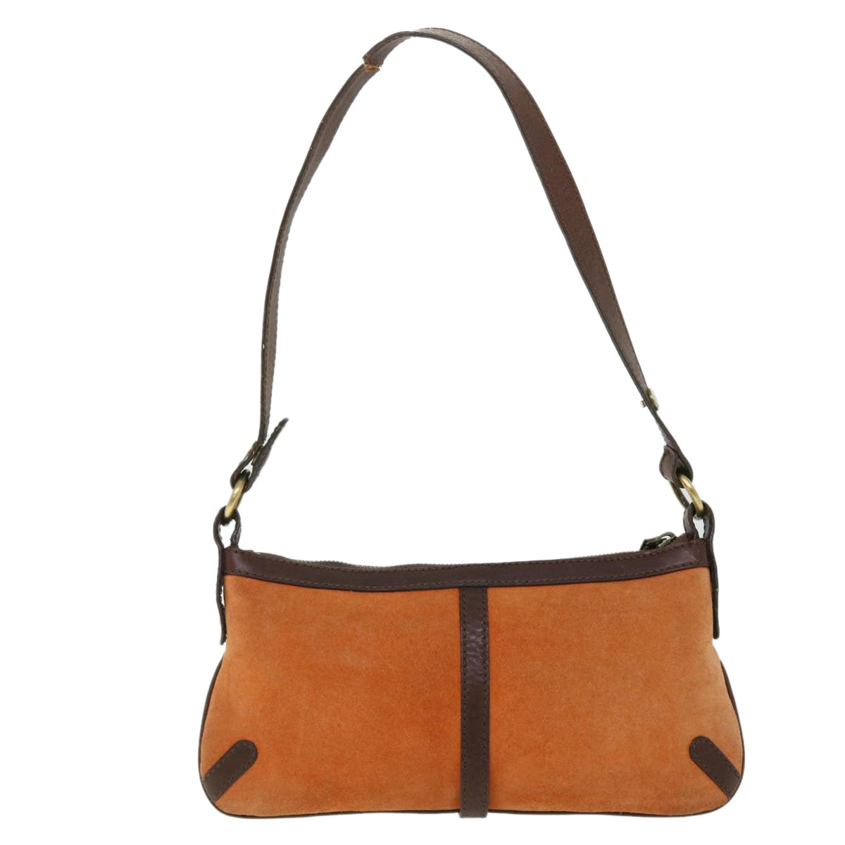 BURBERRY Shoulder Bag Suede Leather Orange Brown Auth 52788