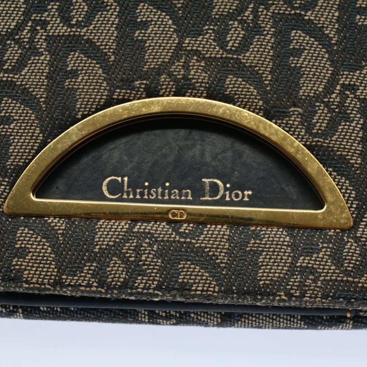 Christian Dior Trotter Canvas Maris Pearl Shoulder Bag Navy Auth 52862