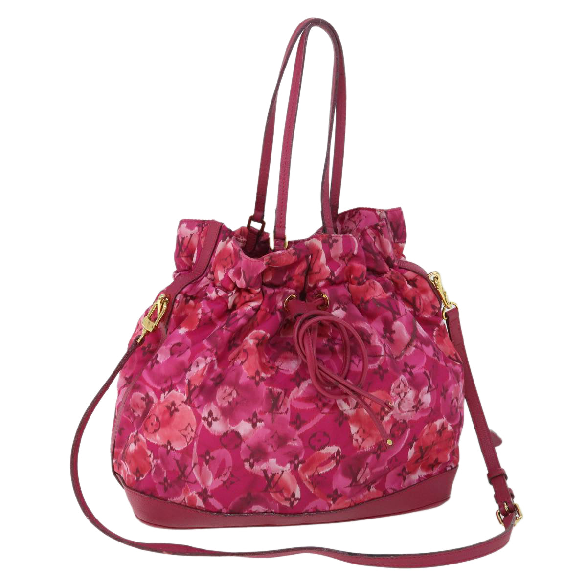 LOUIS VUITTON Monogram Ikat Flower Noeful MM Bag Nylon 2way M94313 LV Auth 52934