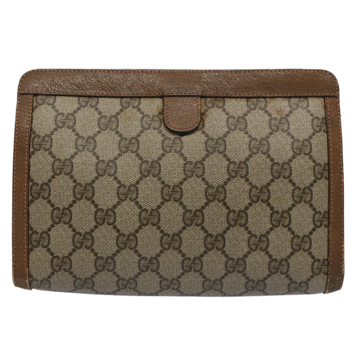 GUCCI GG Supreme Web Sherry Line Clutch Bag Beige Red Green 89 01 032 Auth 53008 - 0