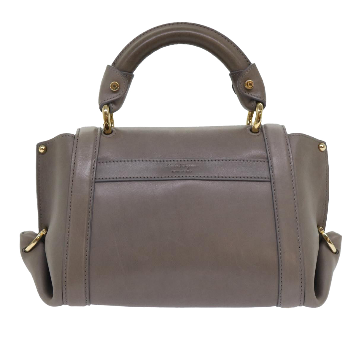 Salvatore Ferragamo Gancini Sofia Hand Bag Leather 2way Beige Auth 53010 - 0