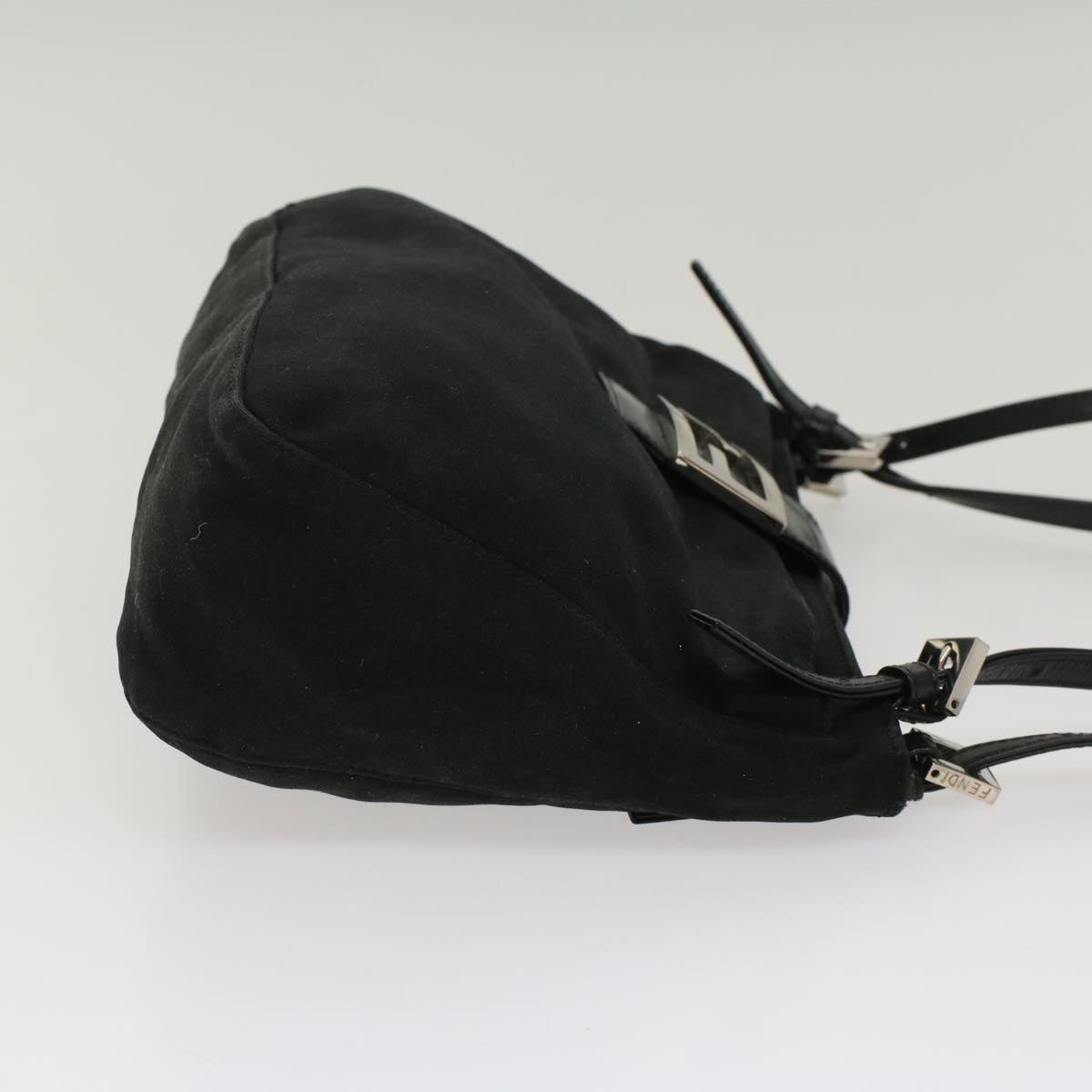 FENDI Mamma Baguette Shoulder Bag Nylon Black Auth 53012