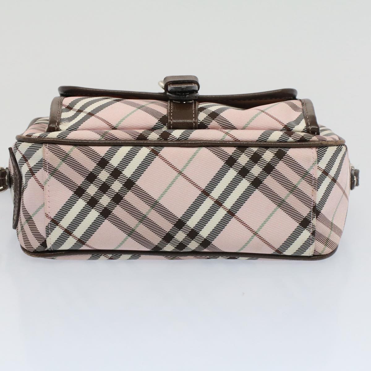 BURBERRY Nova Check Blue Label Shoulder Bag Nylon Leather Pink Auth 53025