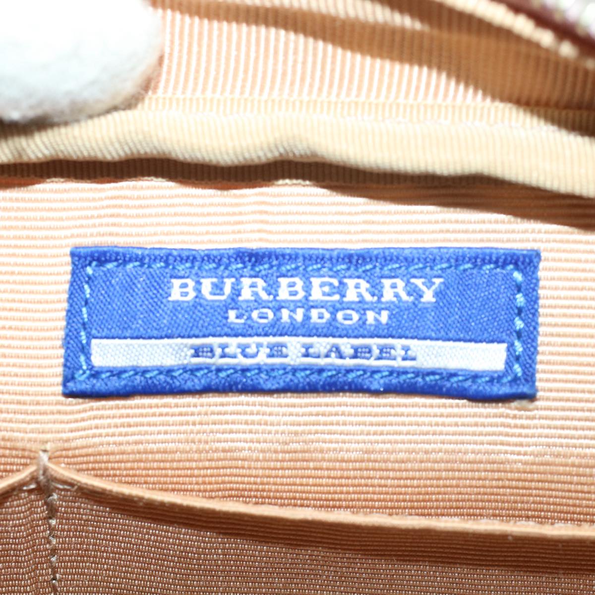 BURBERRY Nova Check Blue Label Shoulder Bag Nylon Leather Pink Auth 53025