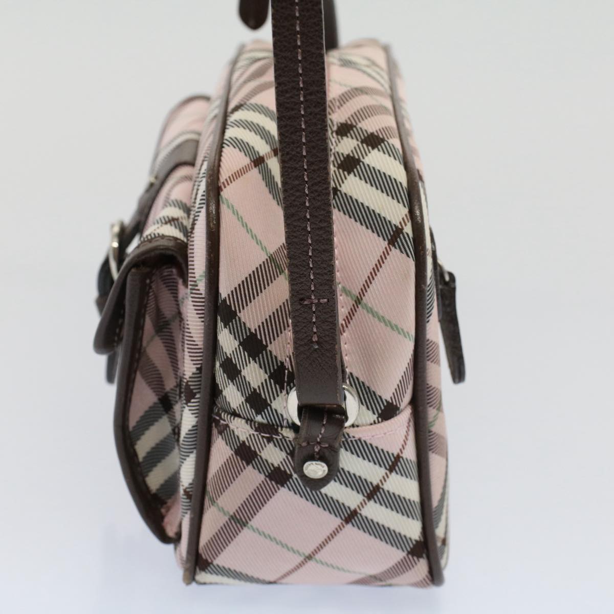 BURBERRY Nova Check Blue Label Shoulder Bag Nylon Leather Pink Auth 53025