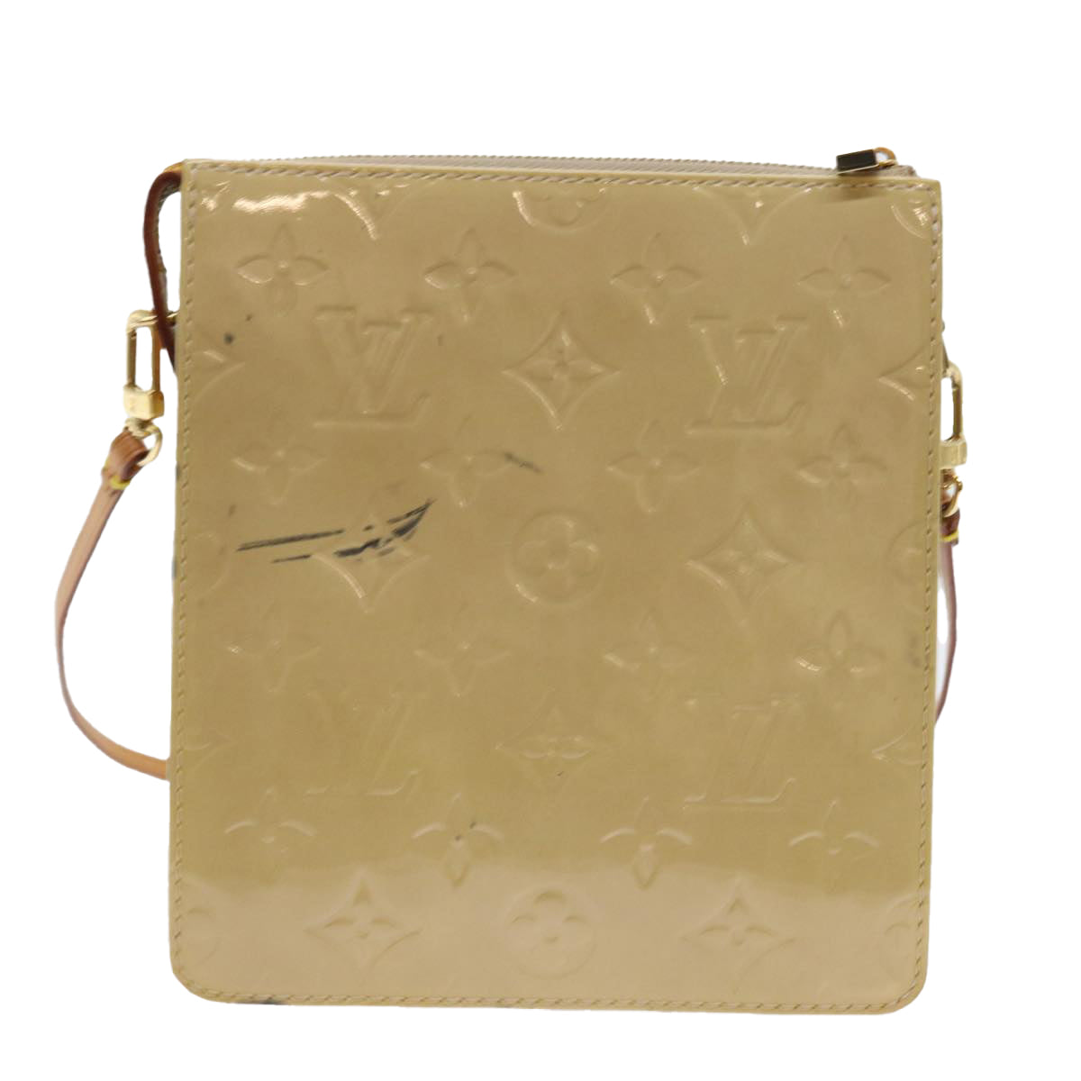 LOUIS VUITTON Monogram Vernis Motto Accessory Pouch Beige M91136 LV Auth 53033