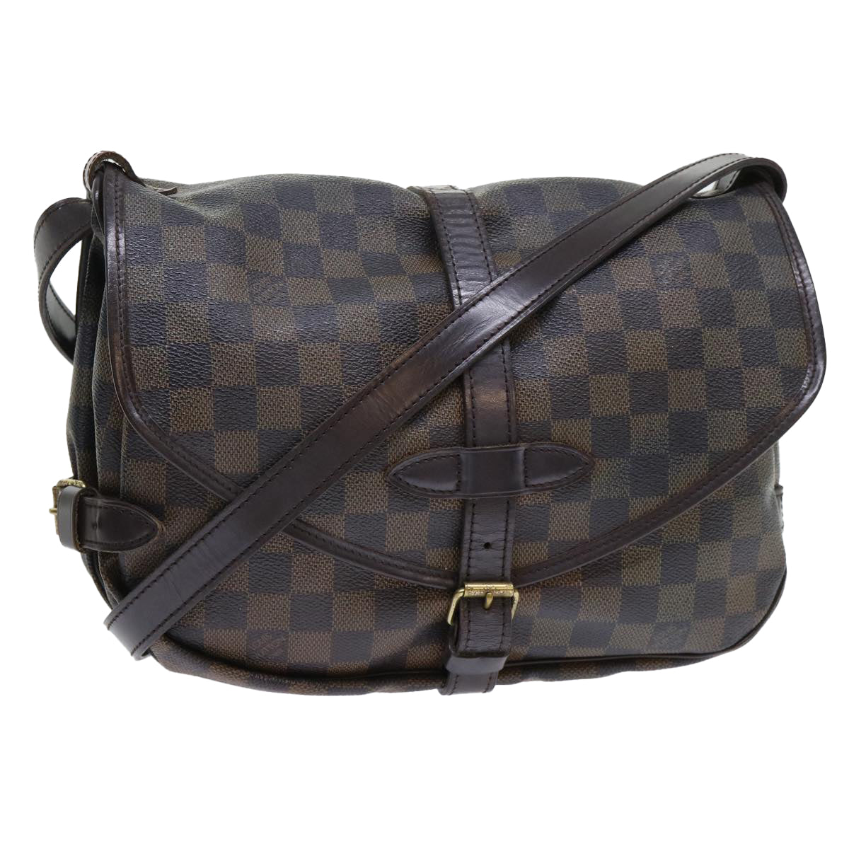 LOUIS VUITTON Damier Ebene Saumur 30 Shoulder Bag N48081 LV Auth 53062