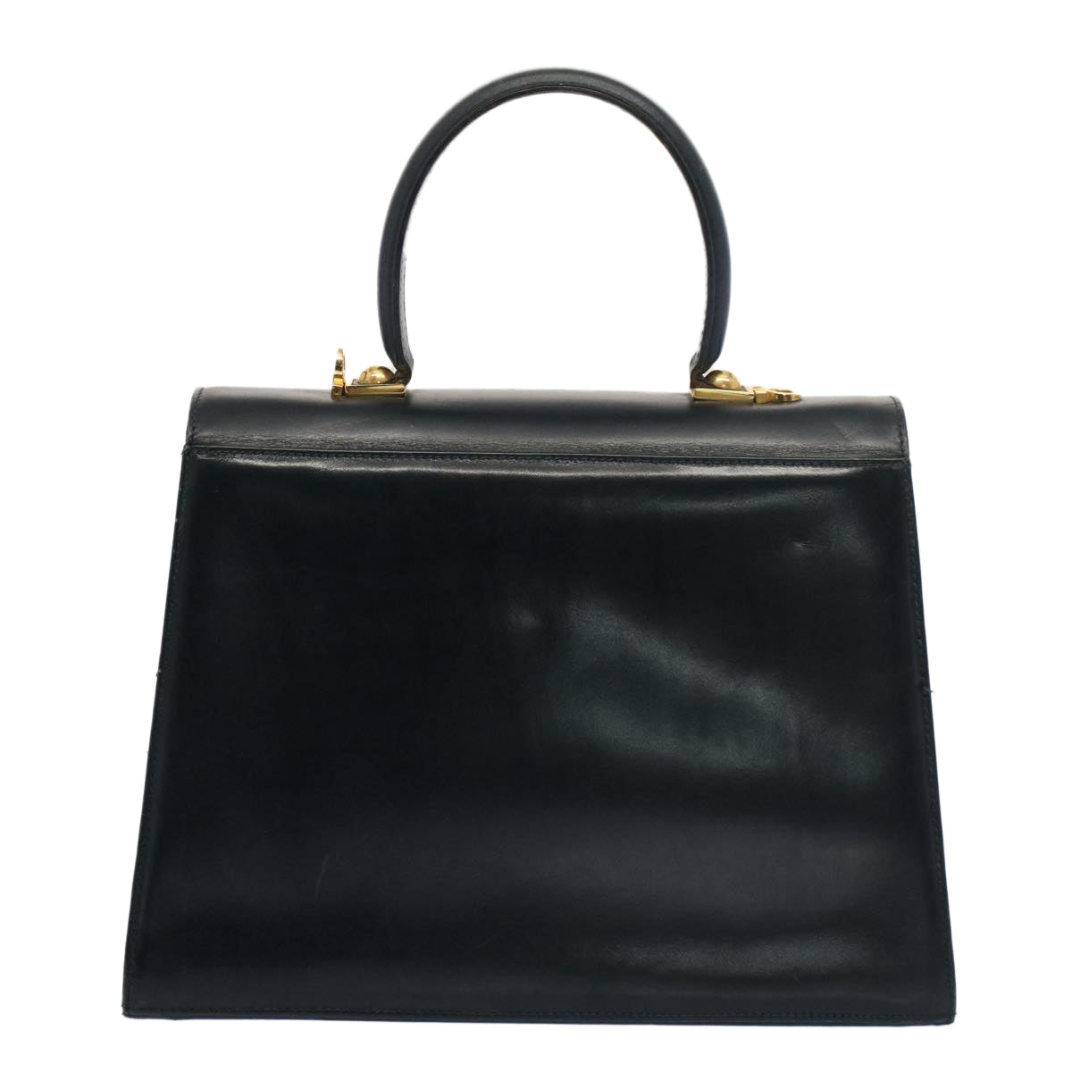 Salvatore Ferragamo Gancini Hand Bag Leather 2way Black Auth 53074 - 0