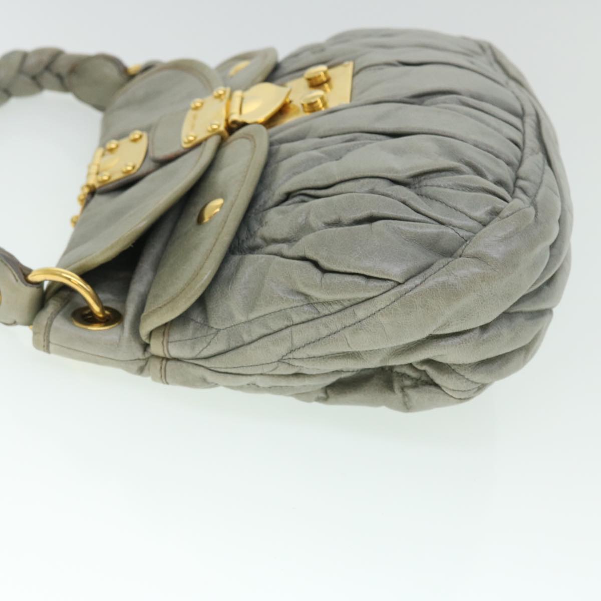 Miu Miu Materasse Hand Bag Leather 2way Gray Auth 53079