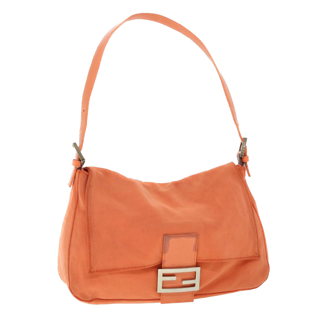 FENDI Mamma Baguette Shoulder Bag Nylon Orange Auth 53082