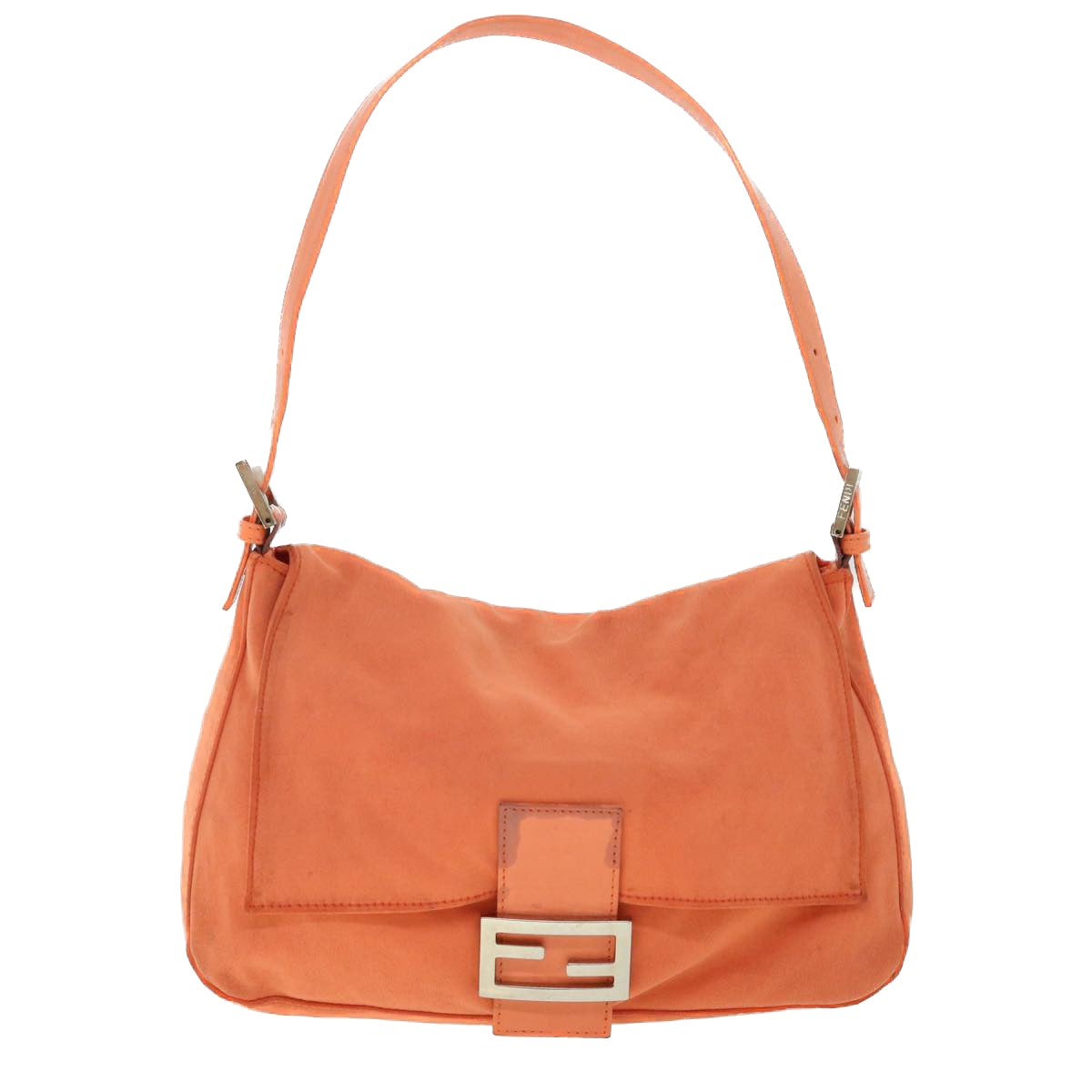 FENDI Mamma Baguette Shoulder Bag Nylon Orange Auth 53082