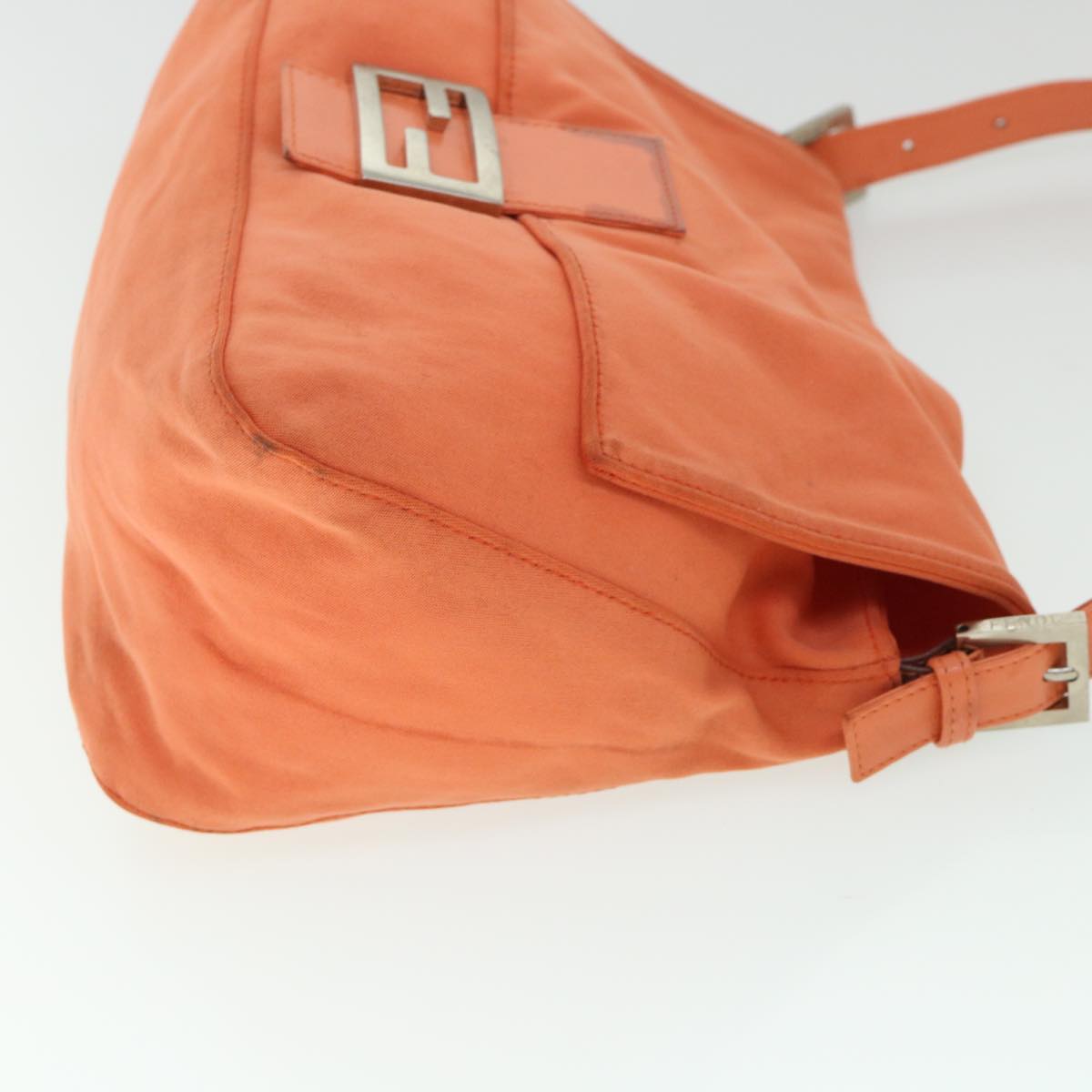 FENDI Mamma Baguette Shoulder Bag Nylon Orange Auth 53082