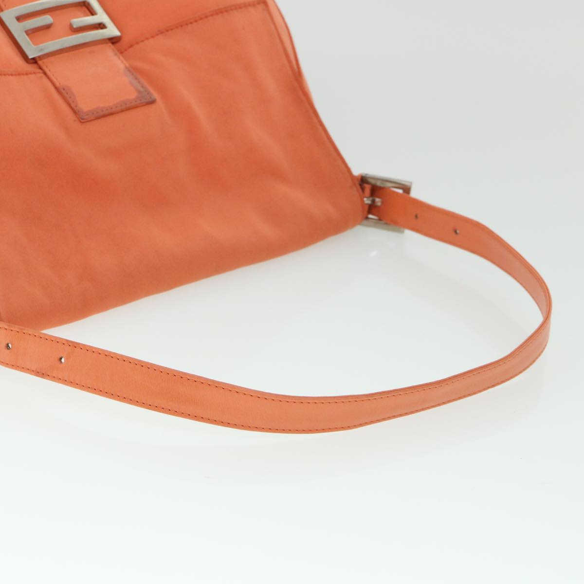 FENDI Mamma Baguette Shoulder Bag Nylon Orange Auth 53082