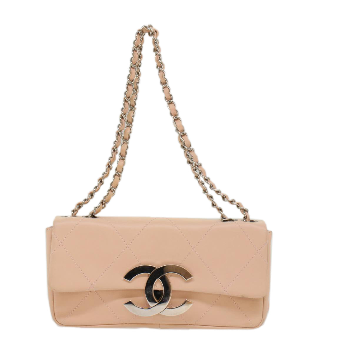 CHANEL Matelasse Chain Shoulder Bag Leather Pink CC Auth 53097