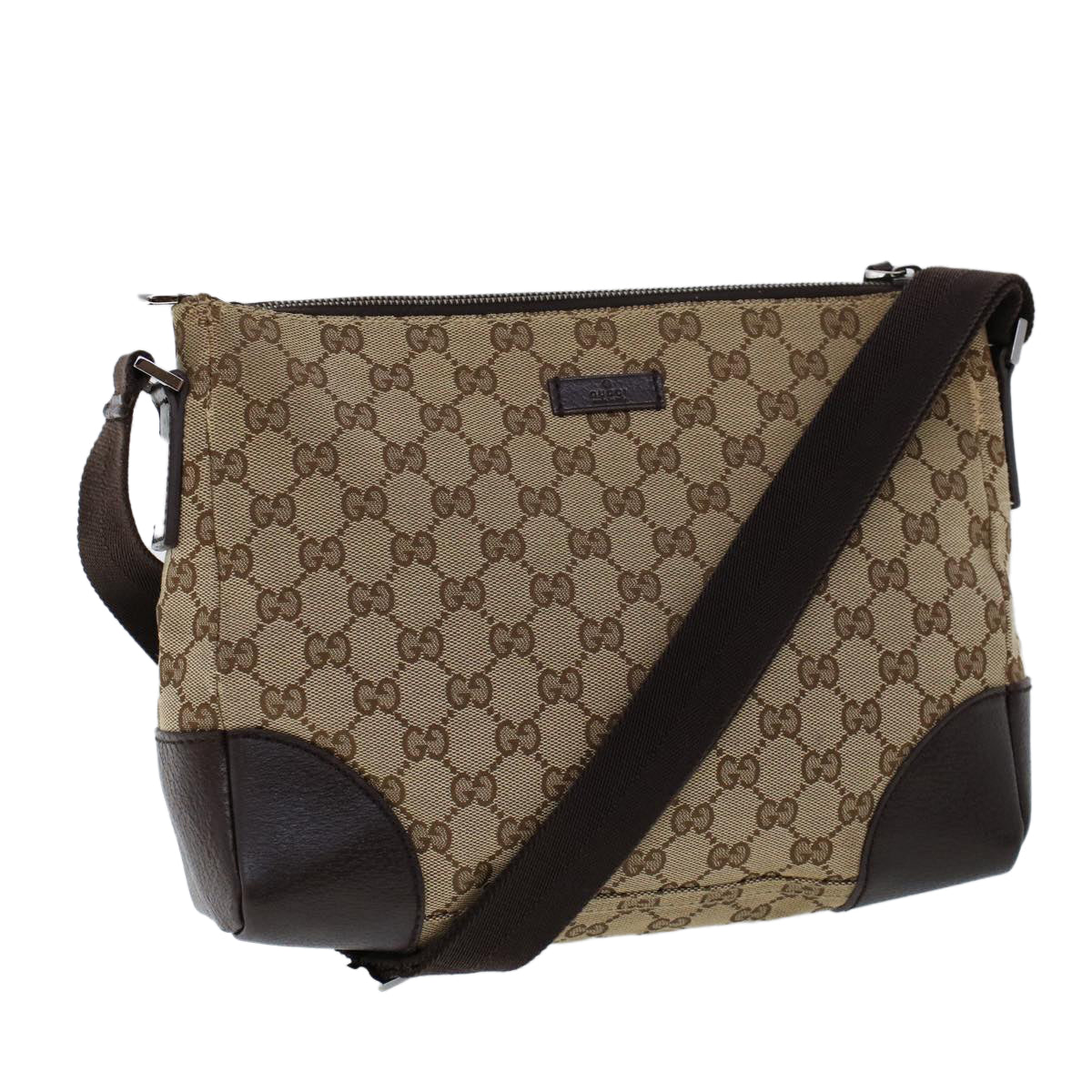 GUCCI GG Canvas Shoulder Bag Beige Brown Auth 53131