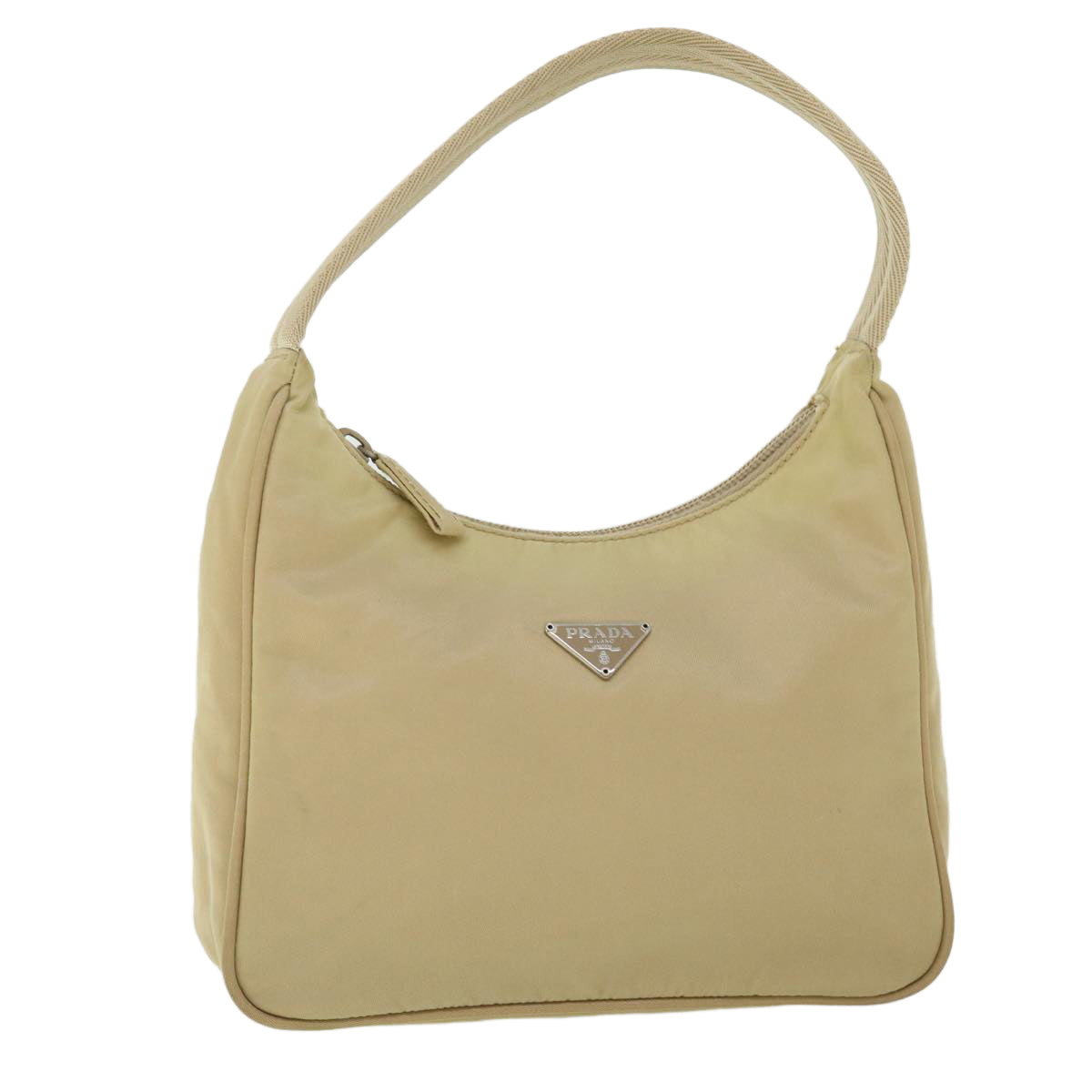 PRADA Accessory Pouch Nylon Beige Auth 53250