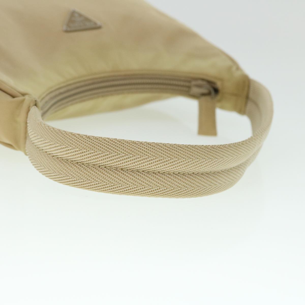 PRADA Accessory Pouch Nylon Beige Auth 53250