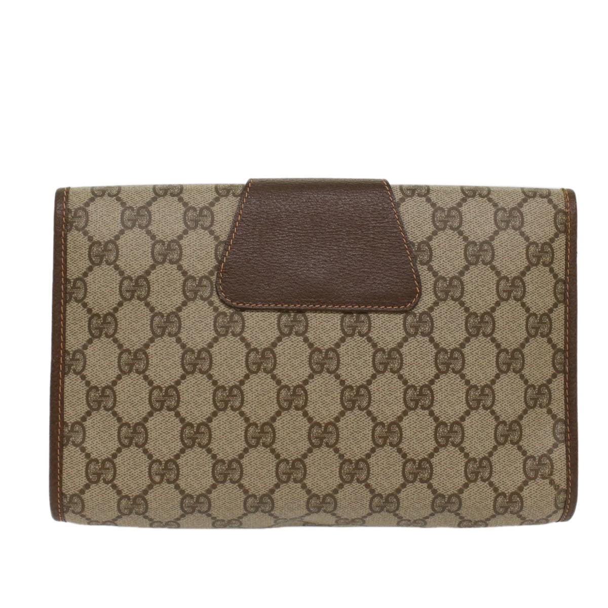 GUCCI GG Canvas Web Sherry Line Clutch Bag PVC Leather Beige Green Auth 53257 - 0