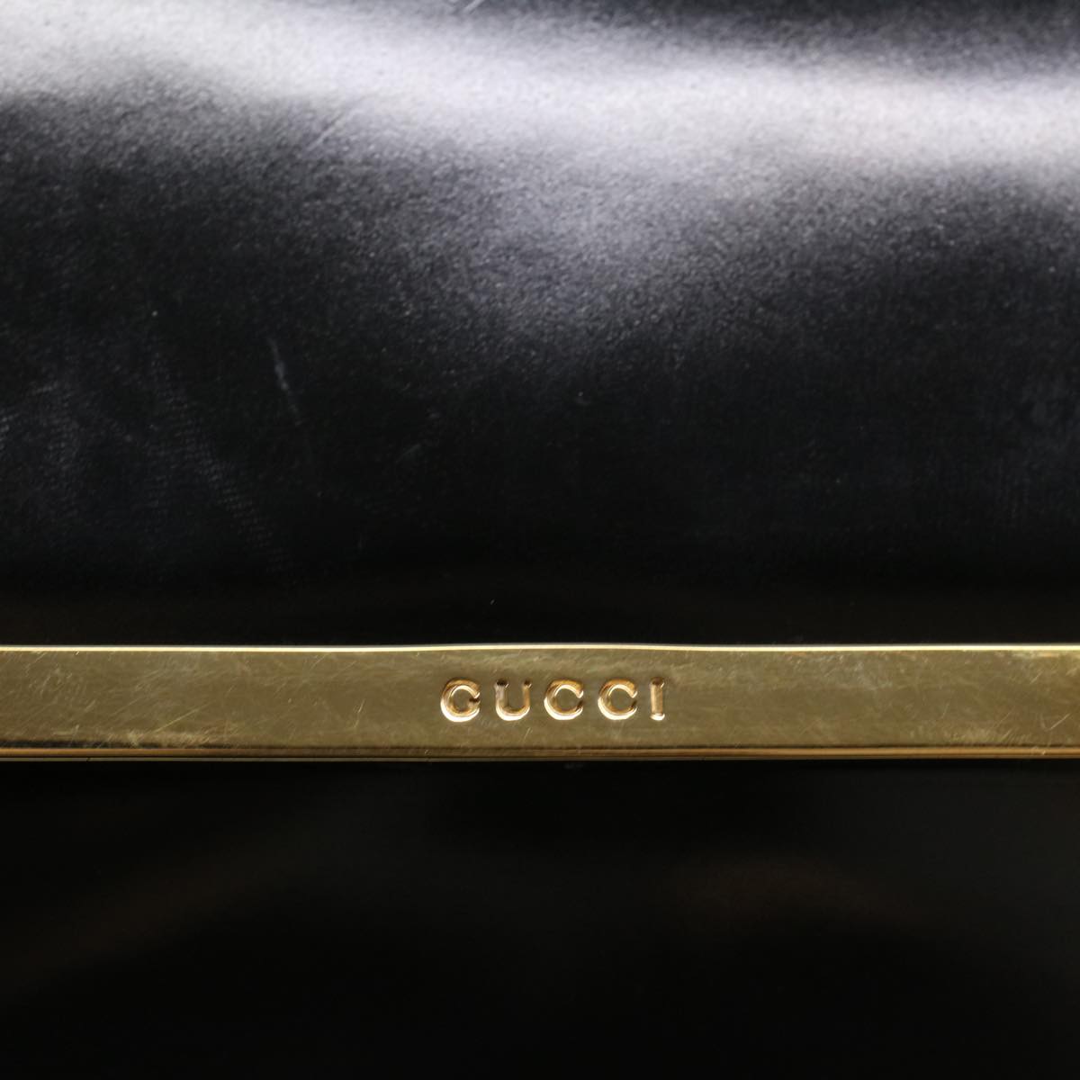 GUCCI Shoulder Bag Enamel Black Auth 53259