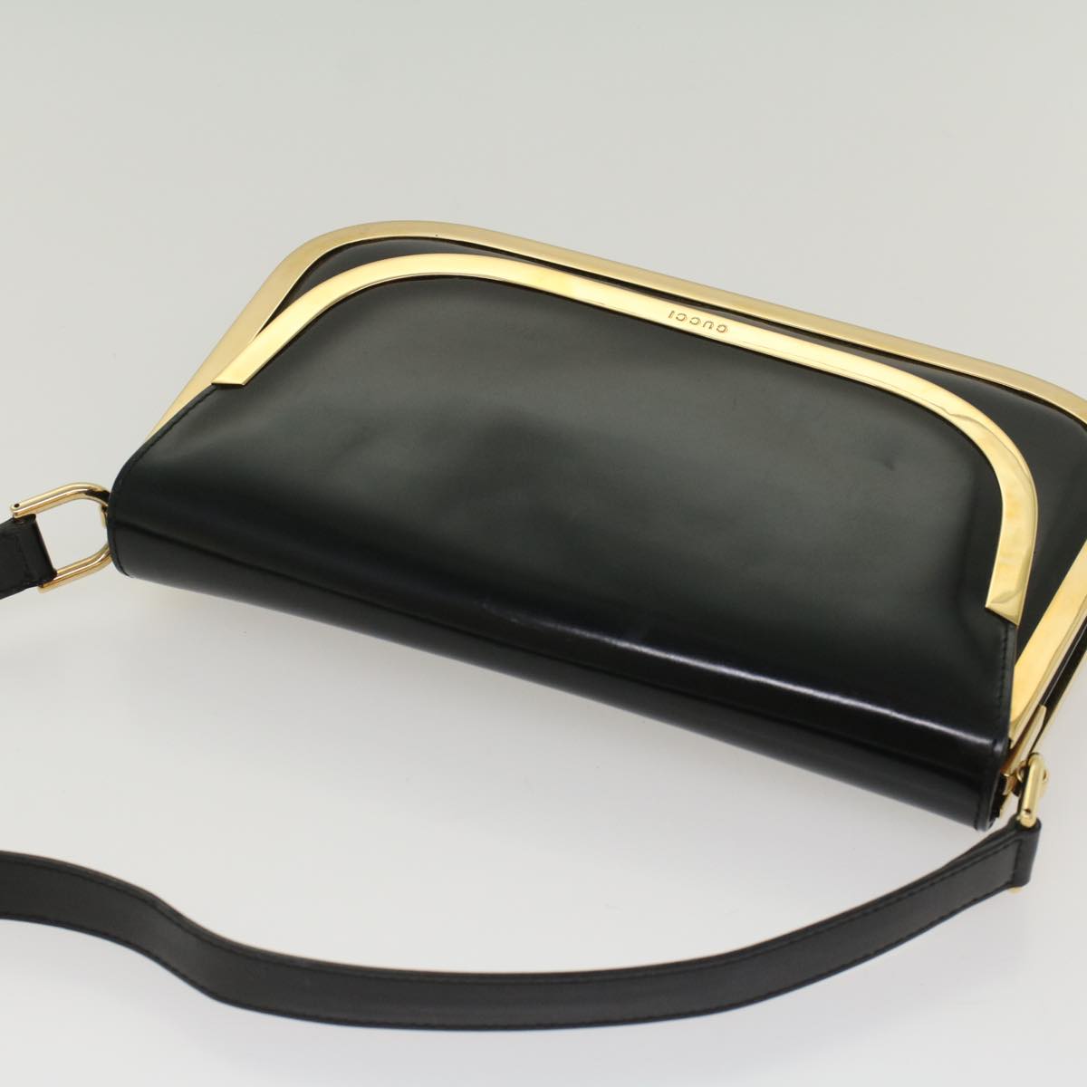 GUCCI Shoulder Bag Enamel Black Auth 53259