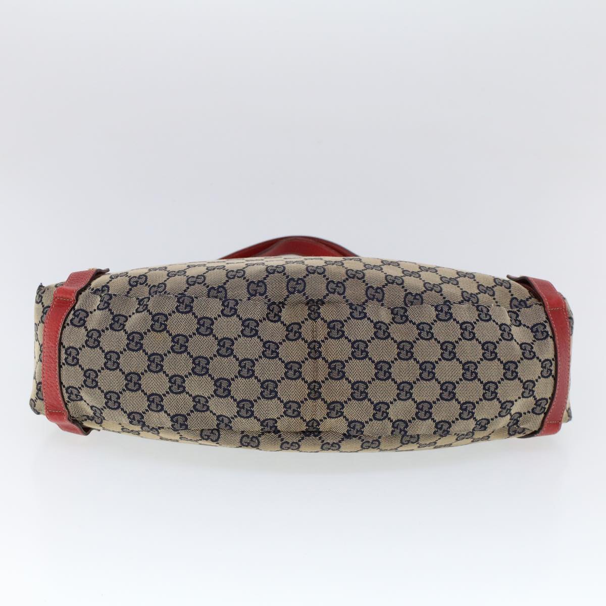 GUCCI GG Canvas Shoulder Bag Beige Navy Red Auth 53264