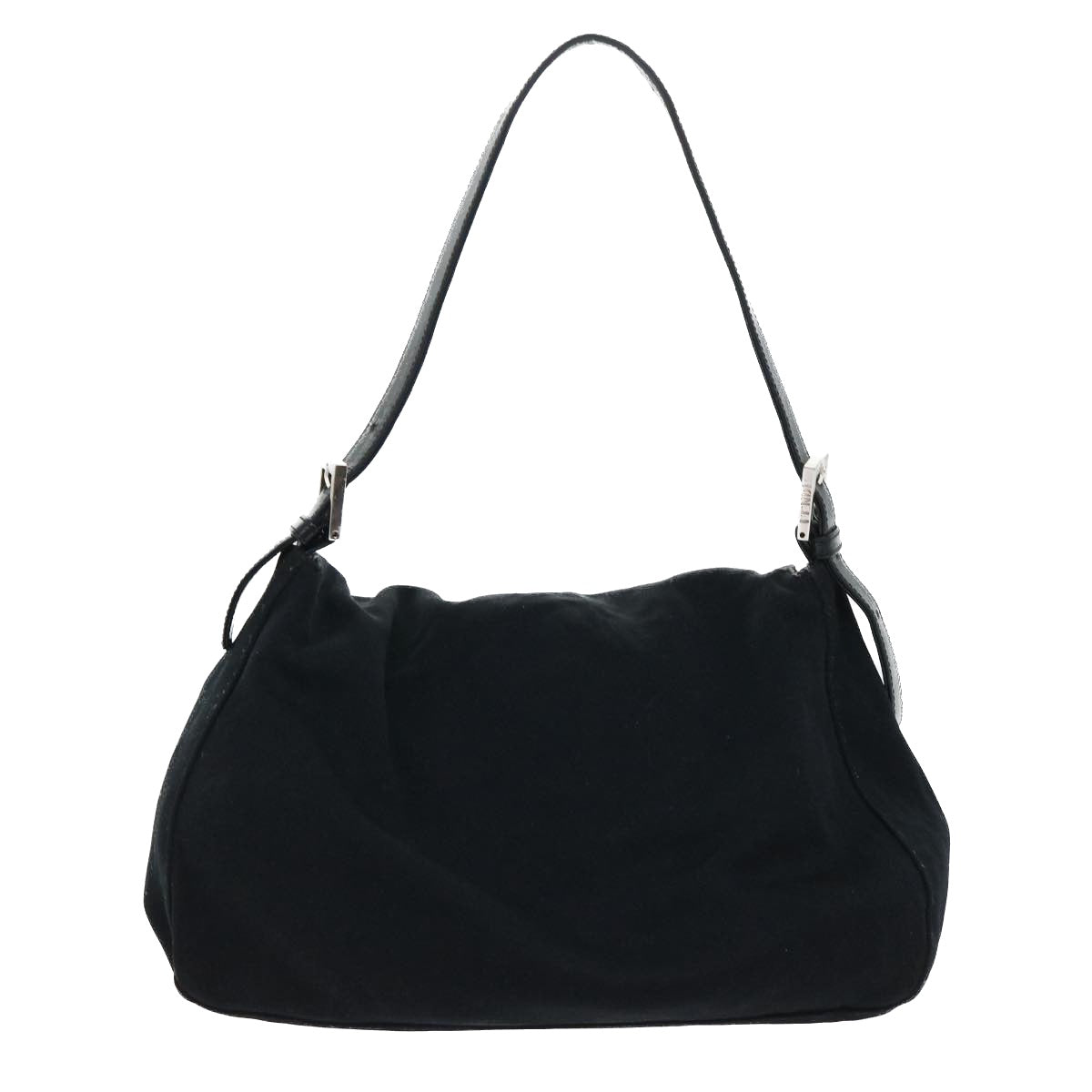FENDI Mamma Baguette Shoulder Bag Nylon Black Auth 53376 - 0