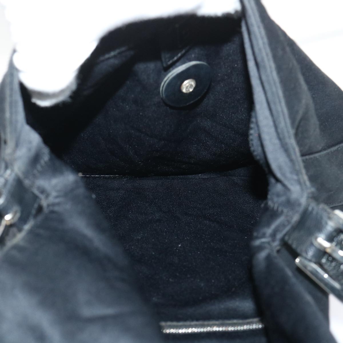 FENDI Mamma Baguette Shoulder Bag Nylon Black Auth 53377