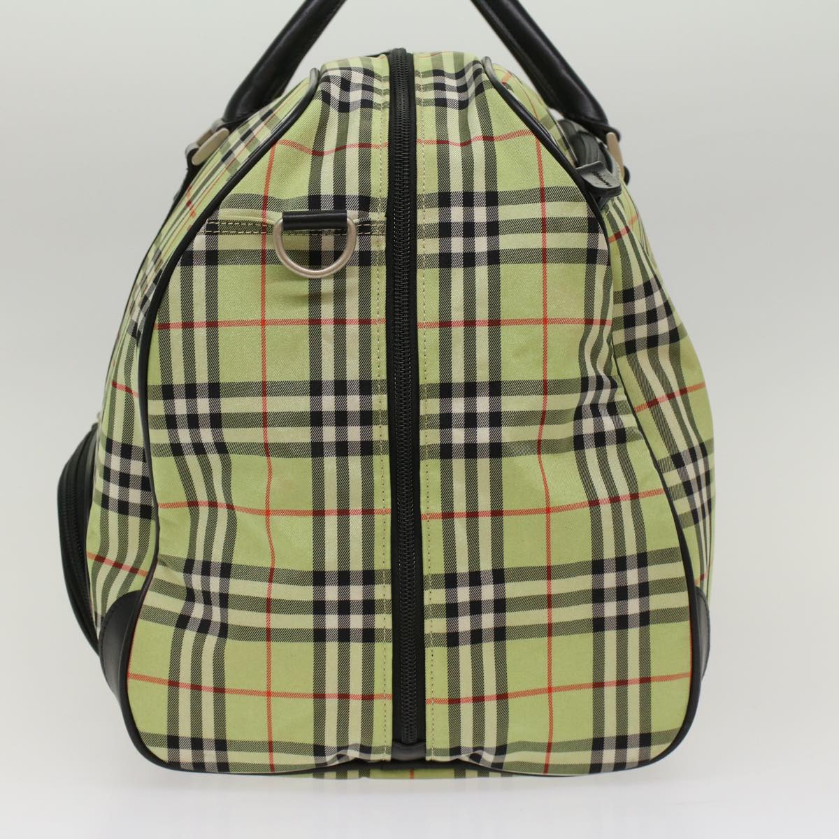 BURBERRY Nova Check Boston Bag Nylon 2way Green Black Auth 53378