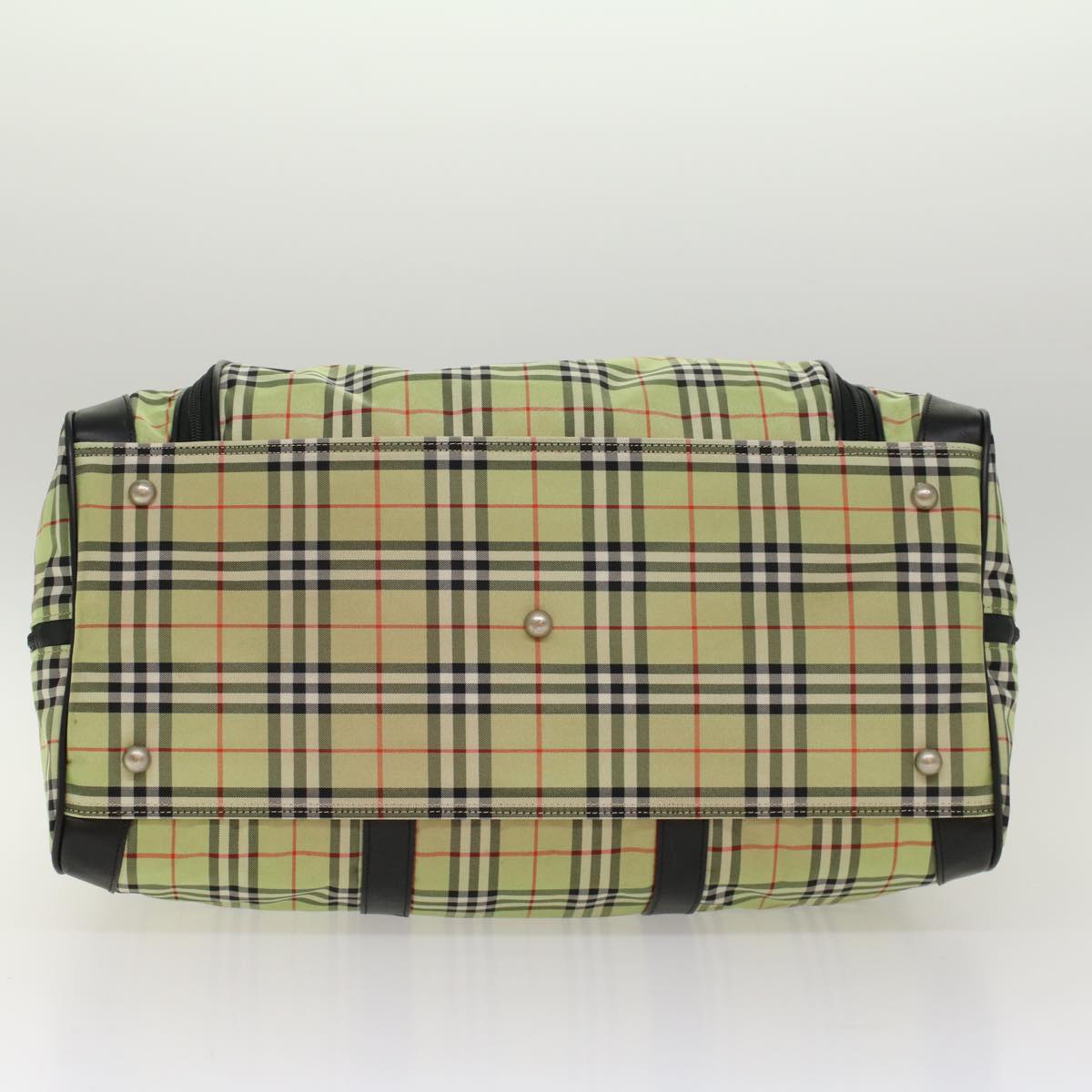 BURBERRY Nova Check Boston Bag Nylon 2way Green Black Auth 53378