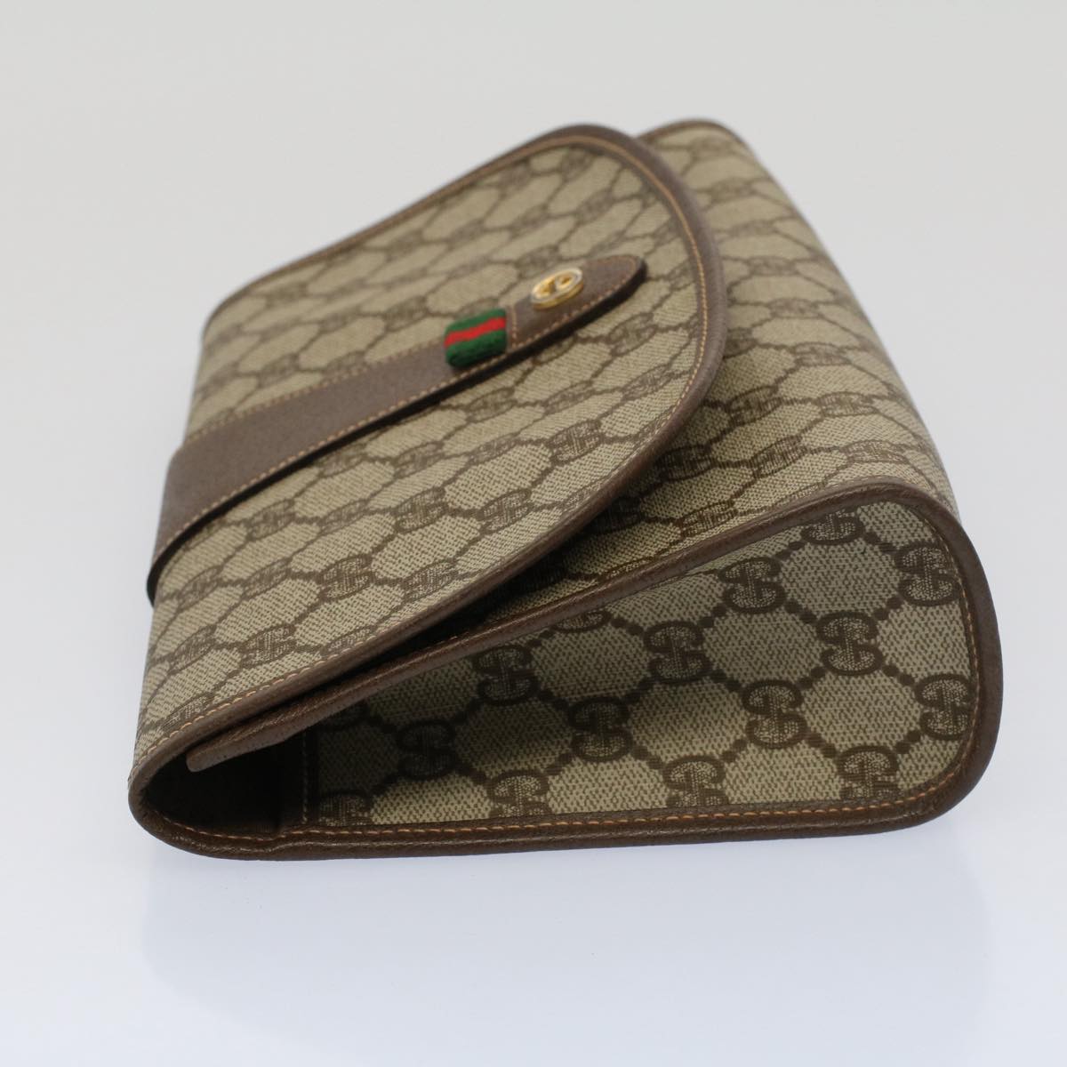 GUCCI GG Canvas Web Sherry Line Clutch Bag Beige Red Green 014 122 Auth 53385