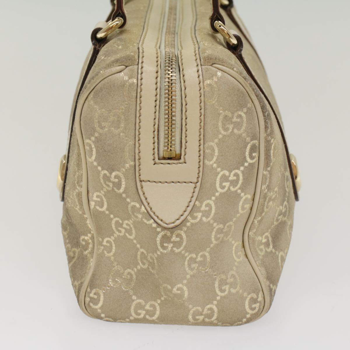 GUCCI GG Canvas Shoulder Bag Leather Beige 152457 Auth 53387