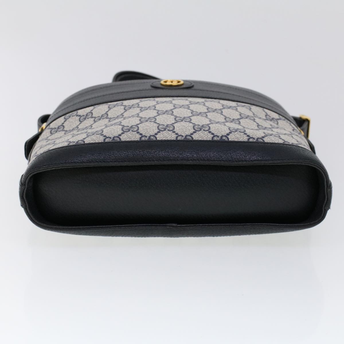 GUCCI GG Canvas Shoulder Bag PVC Leather Navy Auth 53390