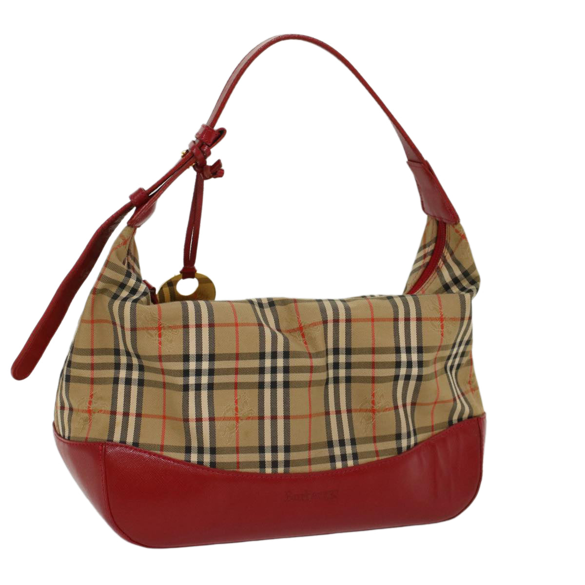 Burberrys Nova Check Hand Bag Canvas Leather Beige Red Auth 53395