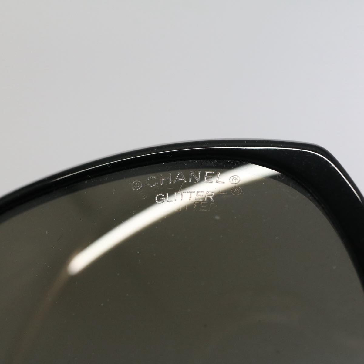 CHANEL Sunglasses Plastic Black CC Auth 53402