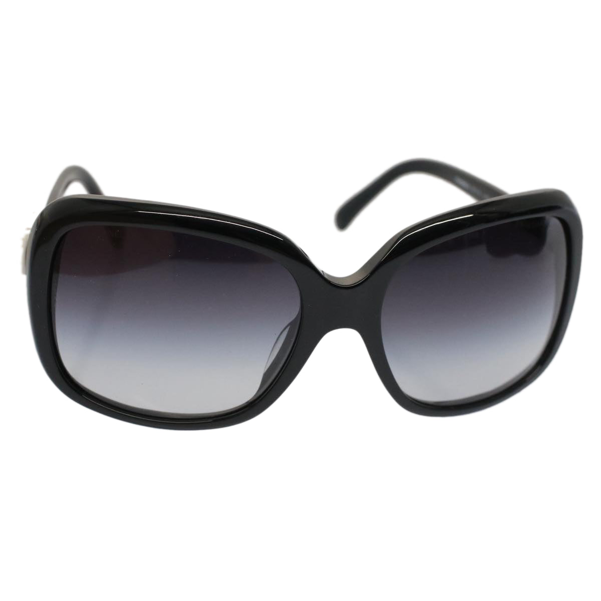 CHANEL Ribbon Sunglasses Plastic Black White CC Auth 53404