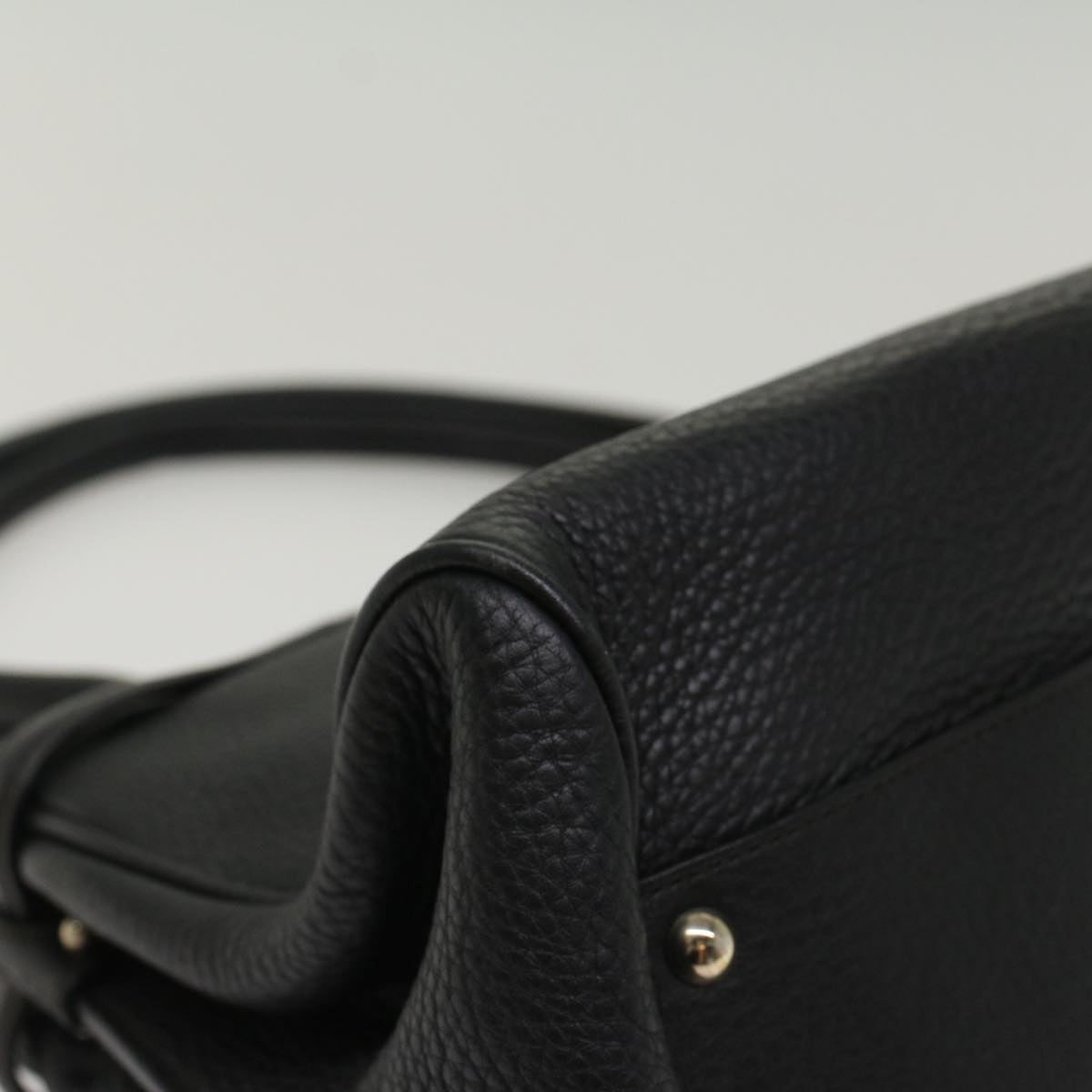 Salvatore Ferragamo Hand Bag Leather Black Auth 53449