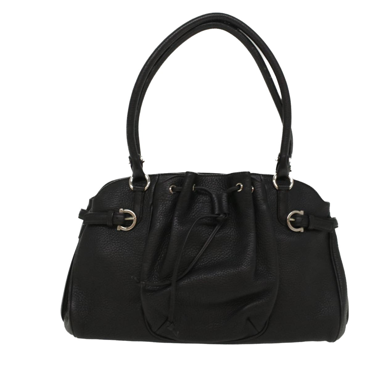 Salvatore Ferragamo Hand Bag Leather Black Auth 53449 - 0