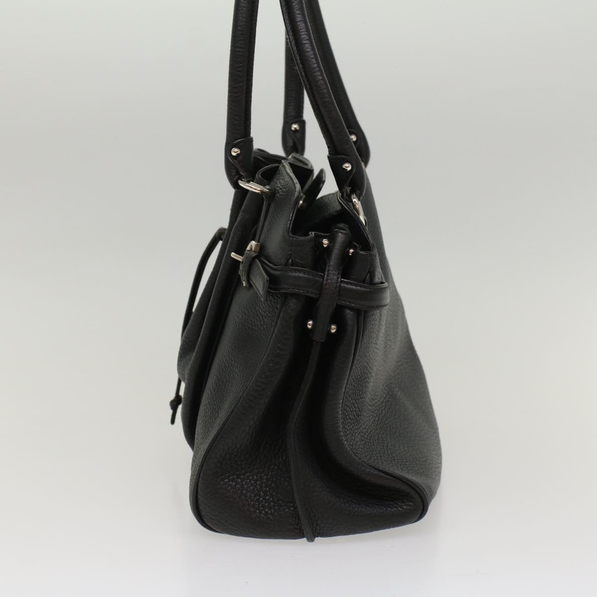 Salvatore Ferragamo Hand Bag Leather Black Auth 53449