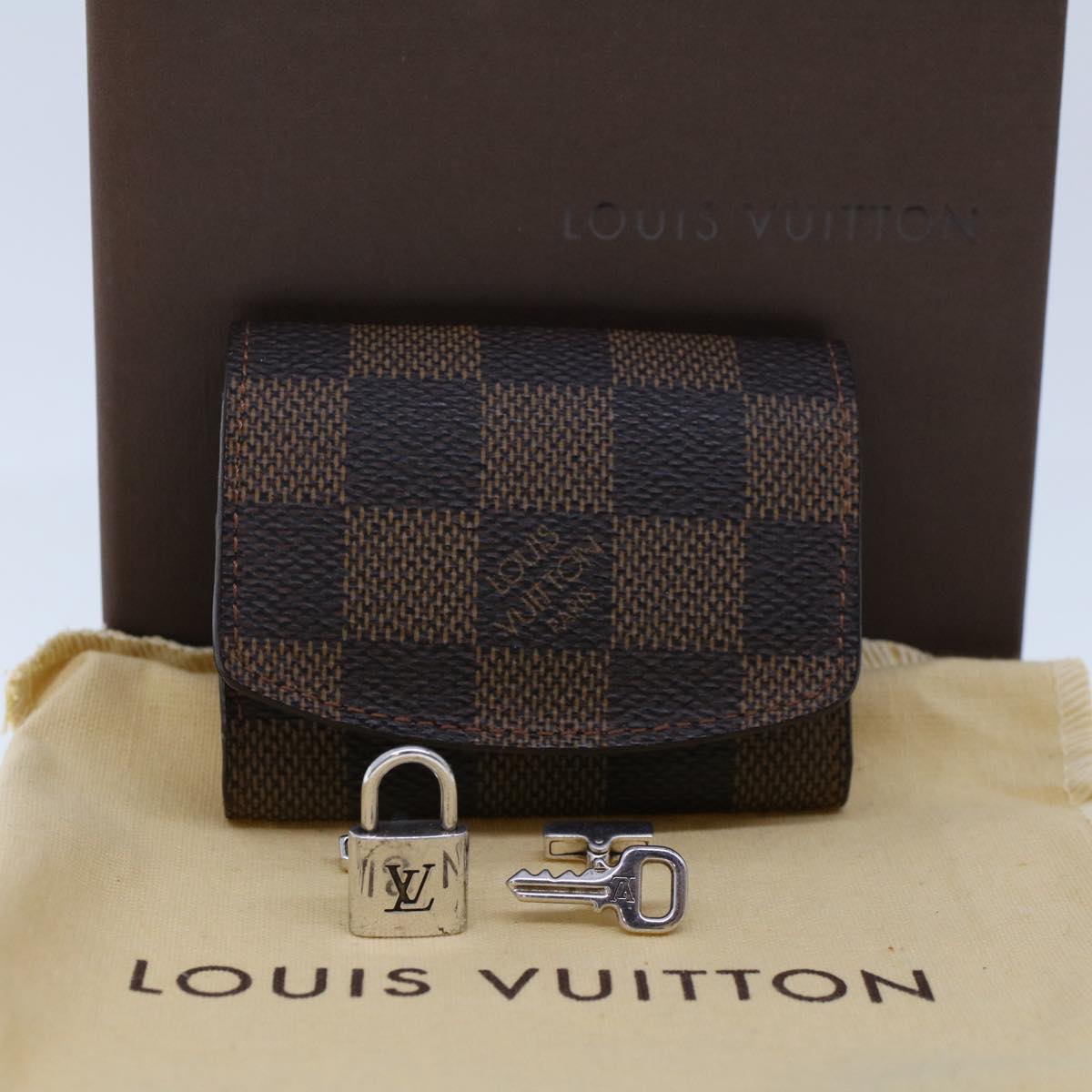 LOUIS VUITTON Damier Ebene Cuff Case Cuffs M64600 LV Auth 53478