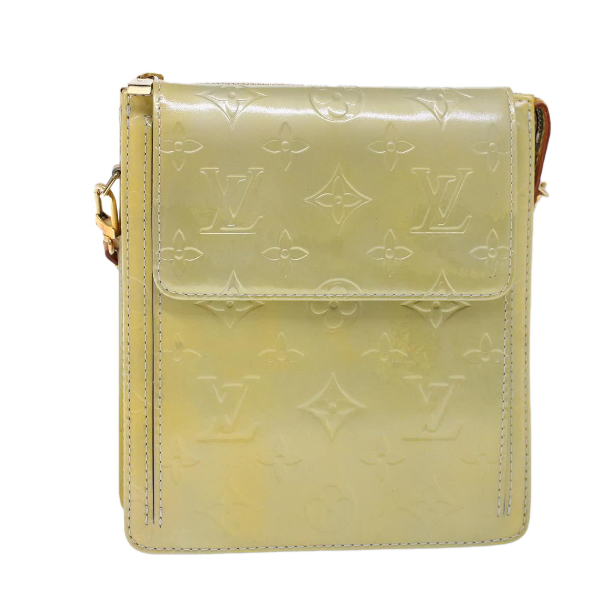 LOUIS VUITTON Monogram Vernis Motto Accessory Pouch Gris M91030 LV Auth 53541