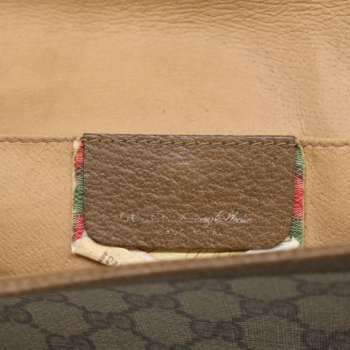 GUCCI GG Canvas Web Sherry Line Clutch Bag PVC Leather Beige Green Auth 53642