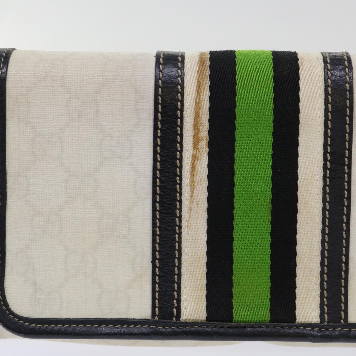 GUCCI GG Supreme Sherry Line Shoulder Bag White Green black 181064 Auth 53644 - 0