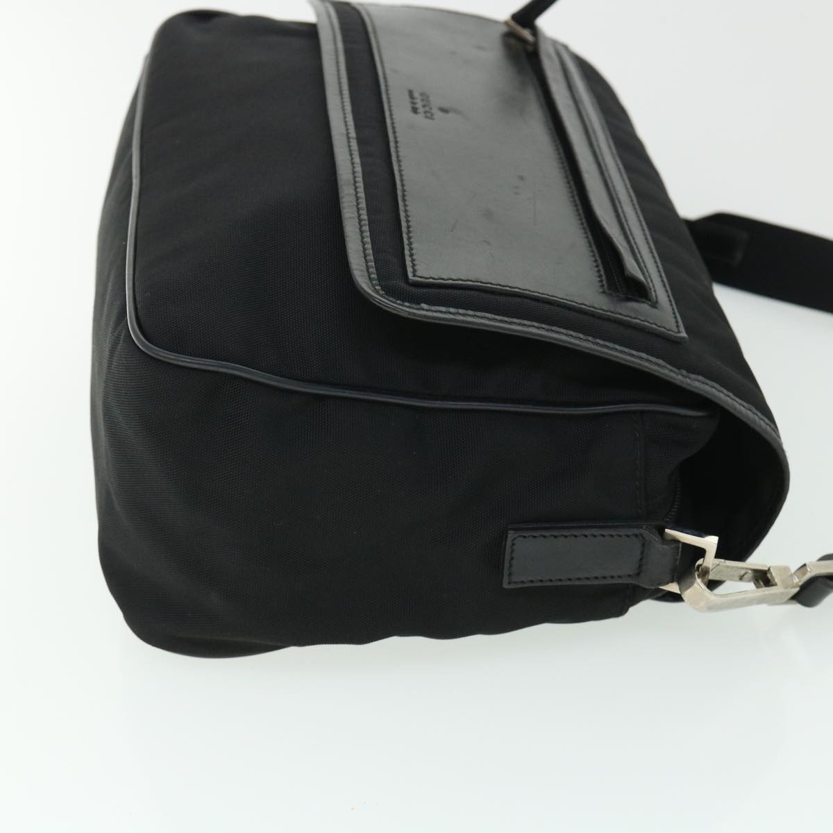 GUCCI Shoulder Bag Nylon Leather Black Auth 53651