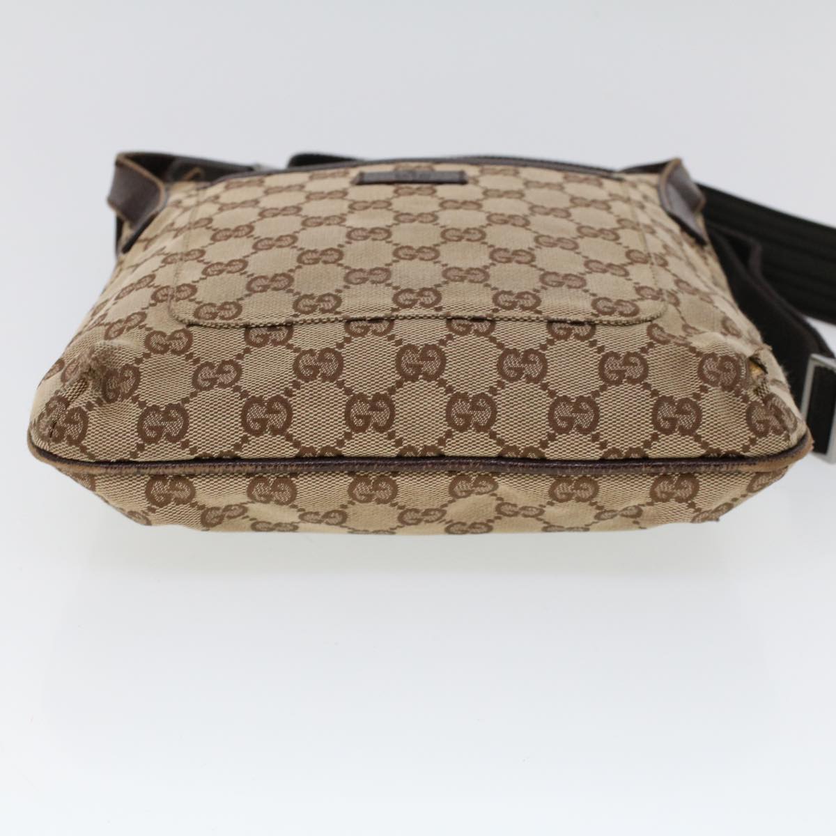 GUCCI GG Canvas Shoulder Bag Canvas Leather Beige Brown Auth 53656